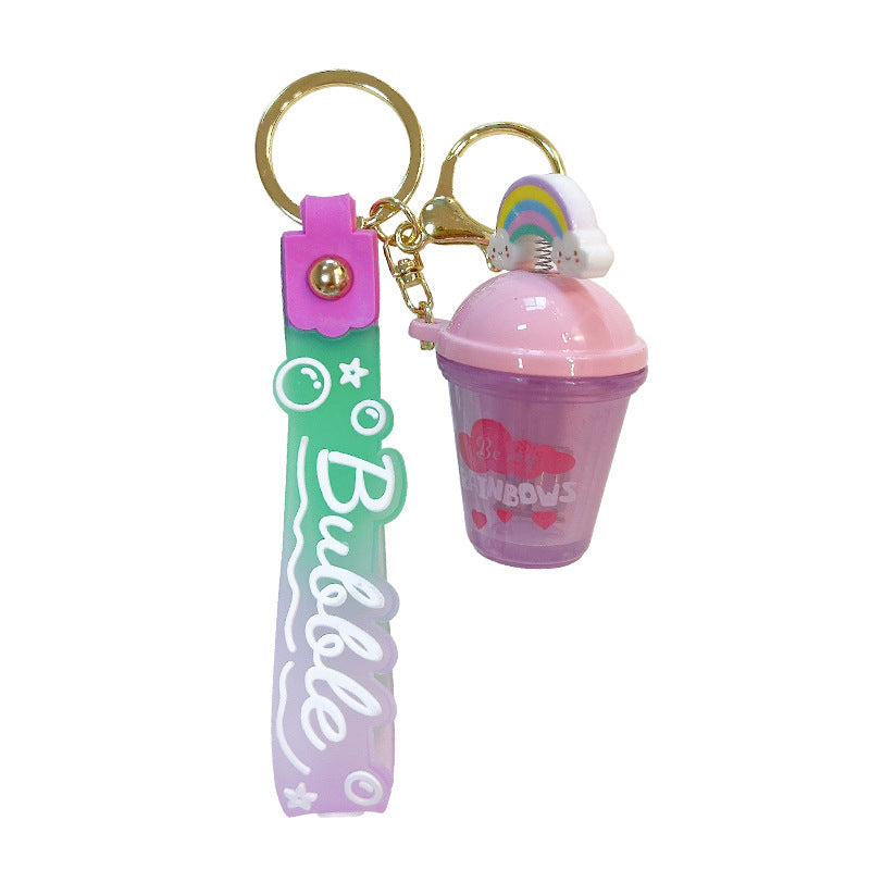 Wholesale Acrylic Illuminated Rainbow Milk Tea Cup Keychain